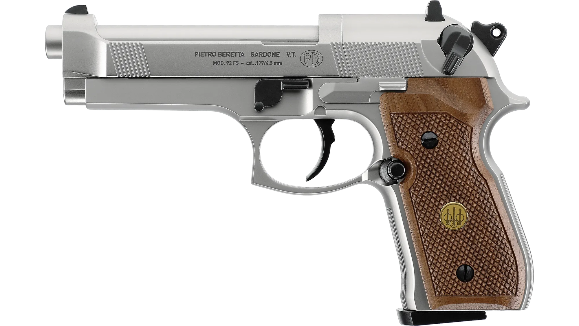 Beretta MOD. 92 FS .177 Pellet Air Pistol (Nickel/Wood)