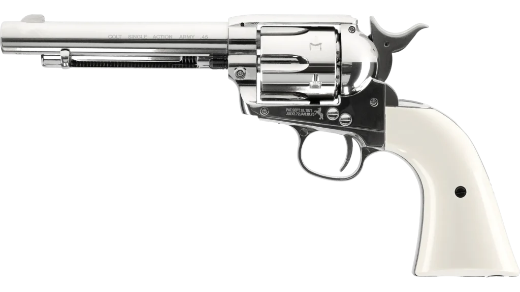Colt SAA 5.5" Peacemaker .177 Pellet Air Pistol (Nickel/White)