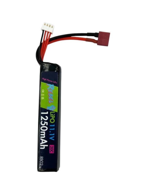 Rebel 11.1v LiPo 1250mAh 20c Stick Battery (Deans)