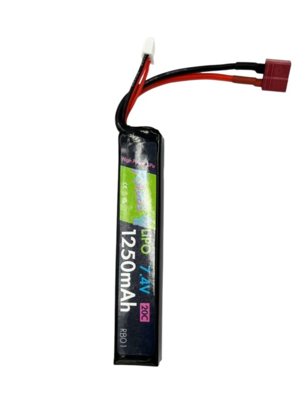 Rebel 7.4v LiPo 1250mAh 20c Stick Battery (Deans)
