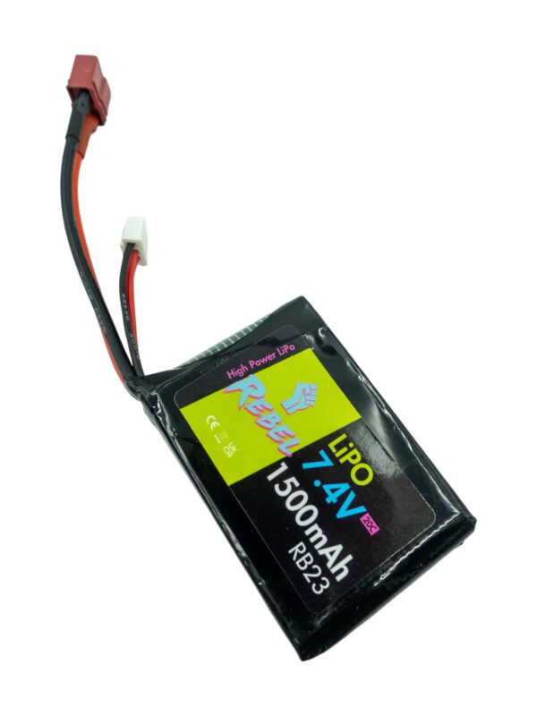 Rebel 7.4v LiPo 1500mAh 20c PEQ Battery (Deans)