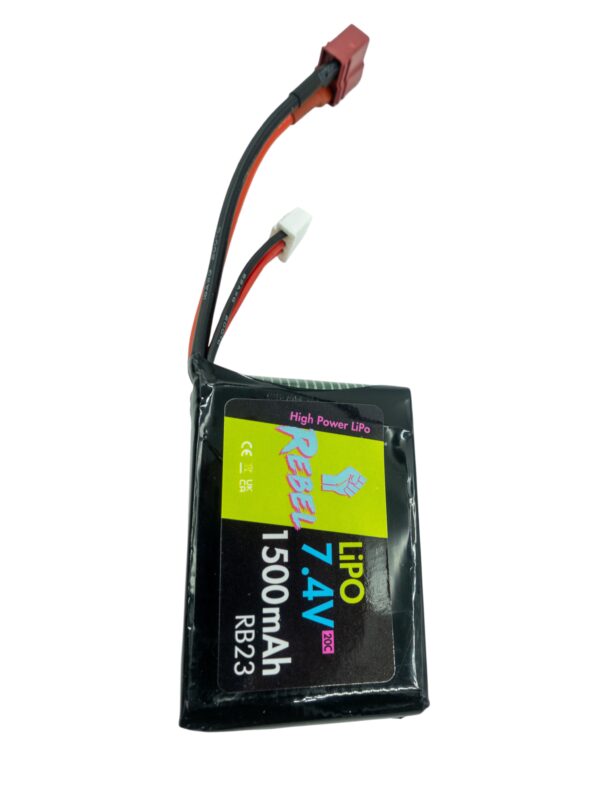 Rebel 7.4v LiPo 1500mAh 20c PEQ Battery (Deans)