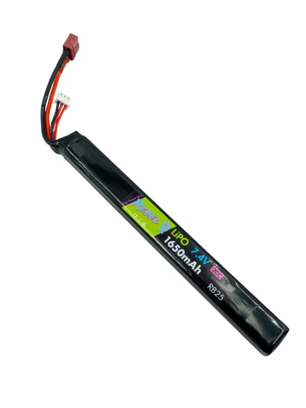 Rebel 7.4v LiPo 1650mAh 20c Stick Battery (Deans)