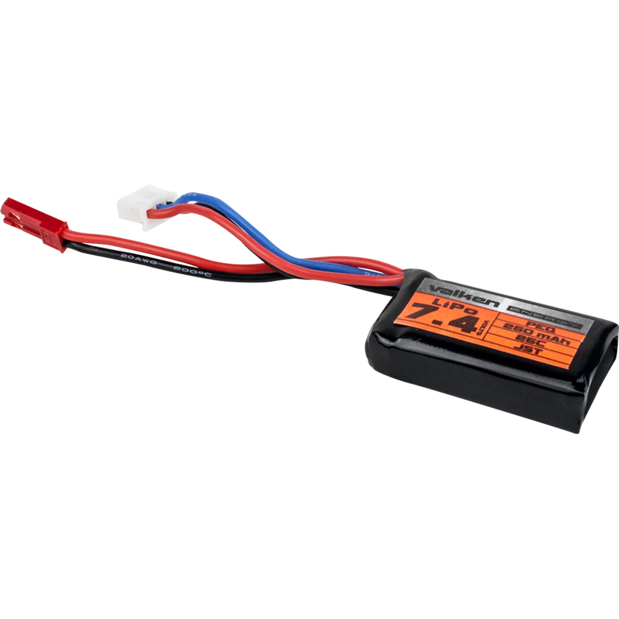 Valken 7.4v LiPo 250mAh 25C PEQ Battery (JST)