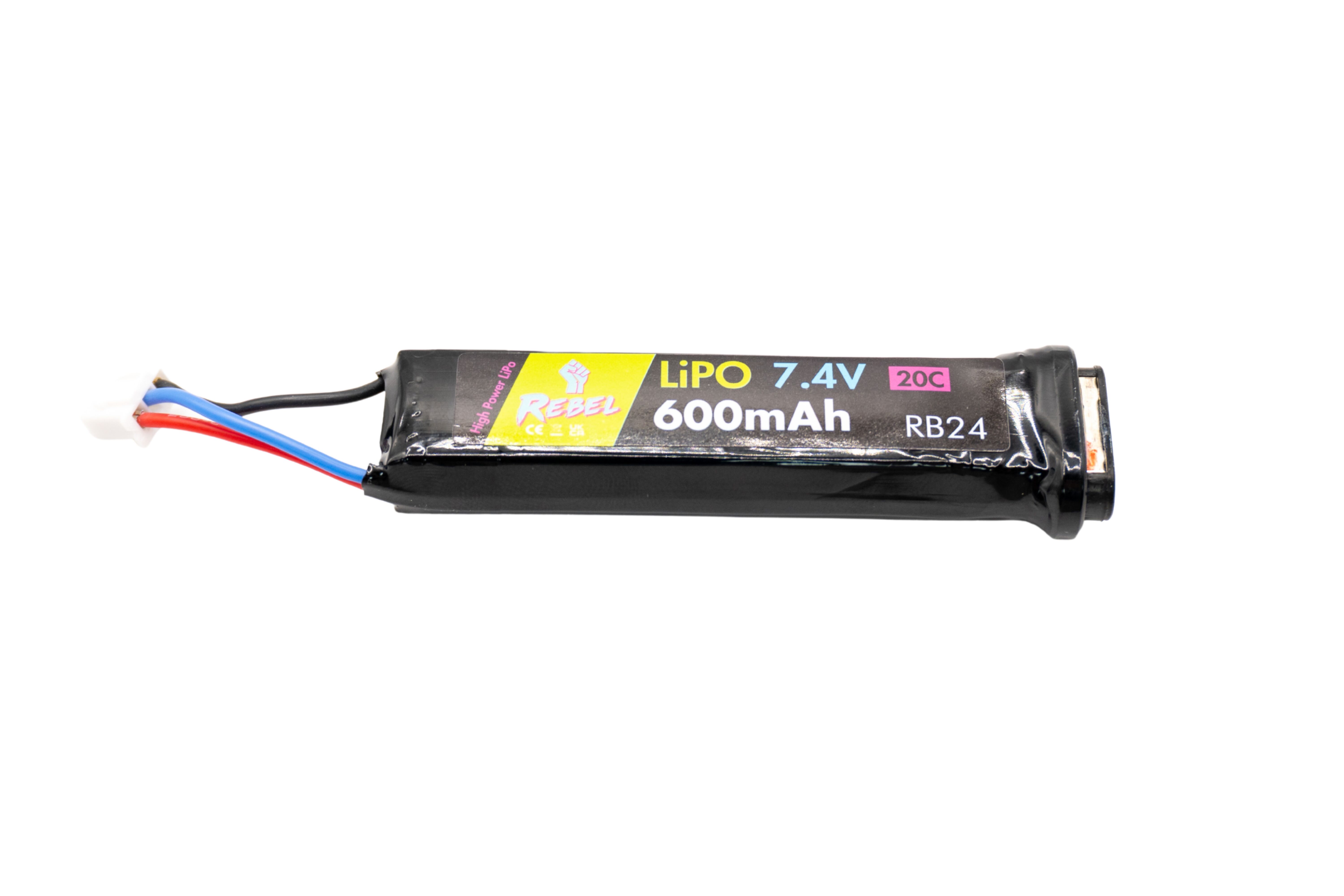 Rebel 7.4v LiPo 600mAh 20c Battery (AEP Contact)